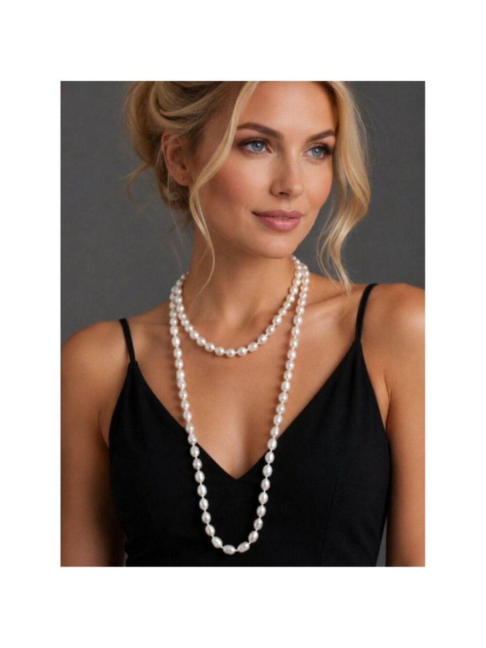 62" genuine white freshwater pearl rope necklace 🆕